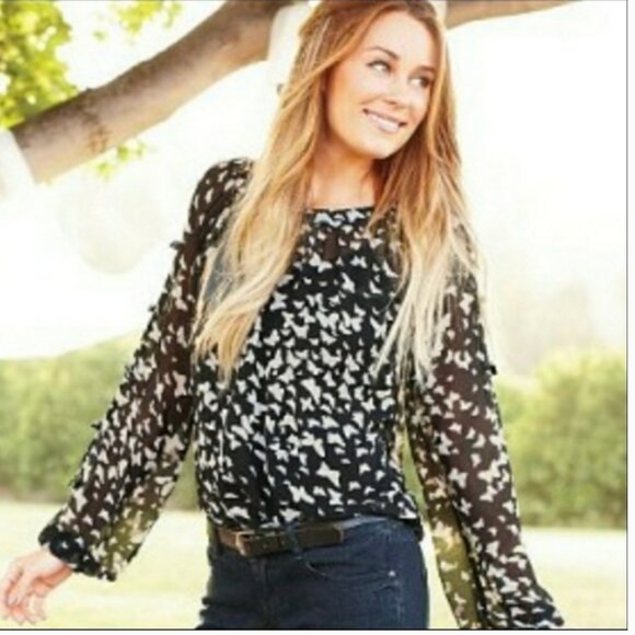 ⭐Butterfly Sheer Bow Tie Peasant Cottage Coquette Boho Hipster Hippie Art Blouse - Picture 1 of 7